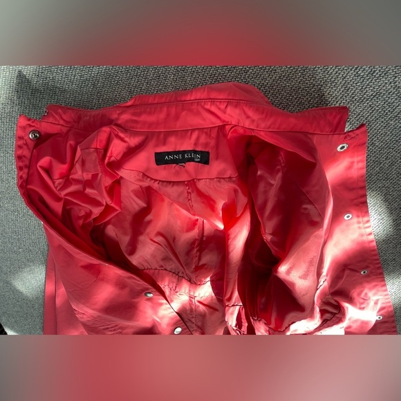 Anne Klein Red Trench Coat Lightweight Design - Picture 13 of 16